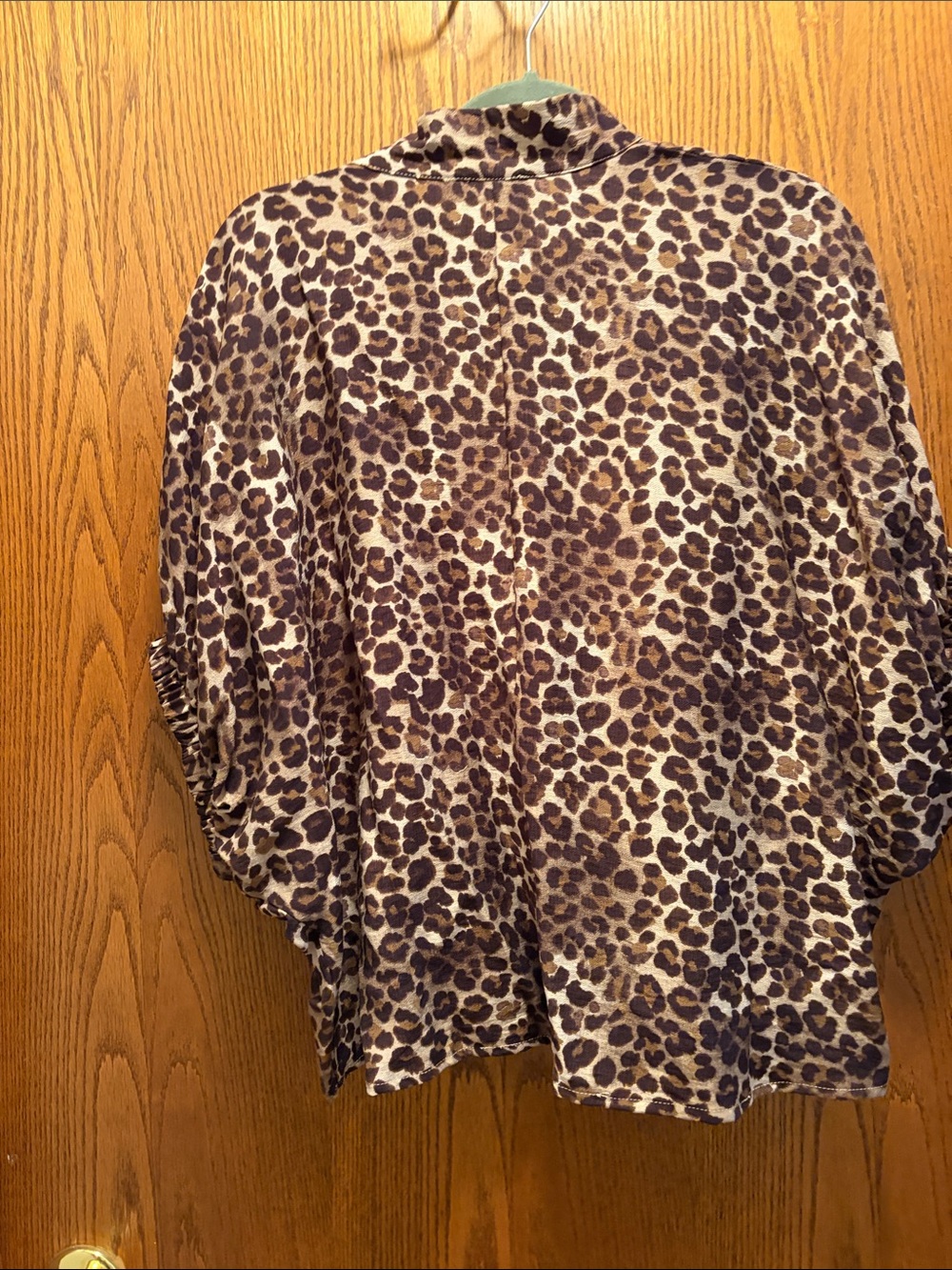 Entro Leopard Print V-Neck Women's Top with Stripe Trim - Picture 4 of 5